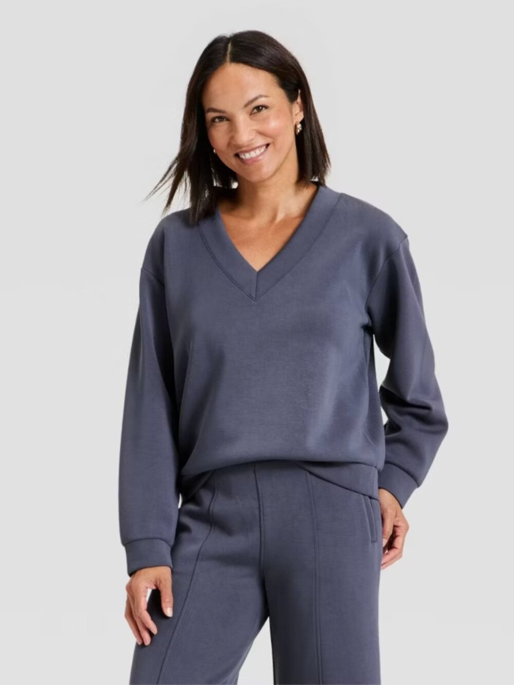 Target A New Day Sandwash V-Neck Sweatshirt M Blue